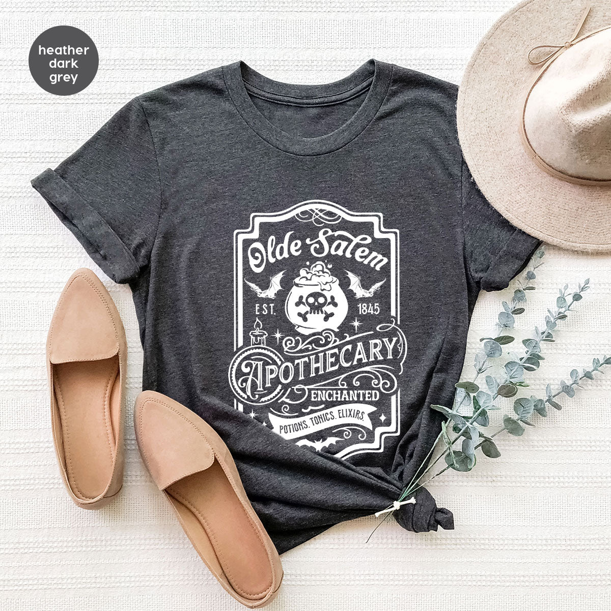 Spooky Season Clothing, Witches Crewneck Sweatshirts, Halloween Gifts, Salem Graphic Tees, Girls Apothecary T-Shirt, Womens Vneck Tshirt