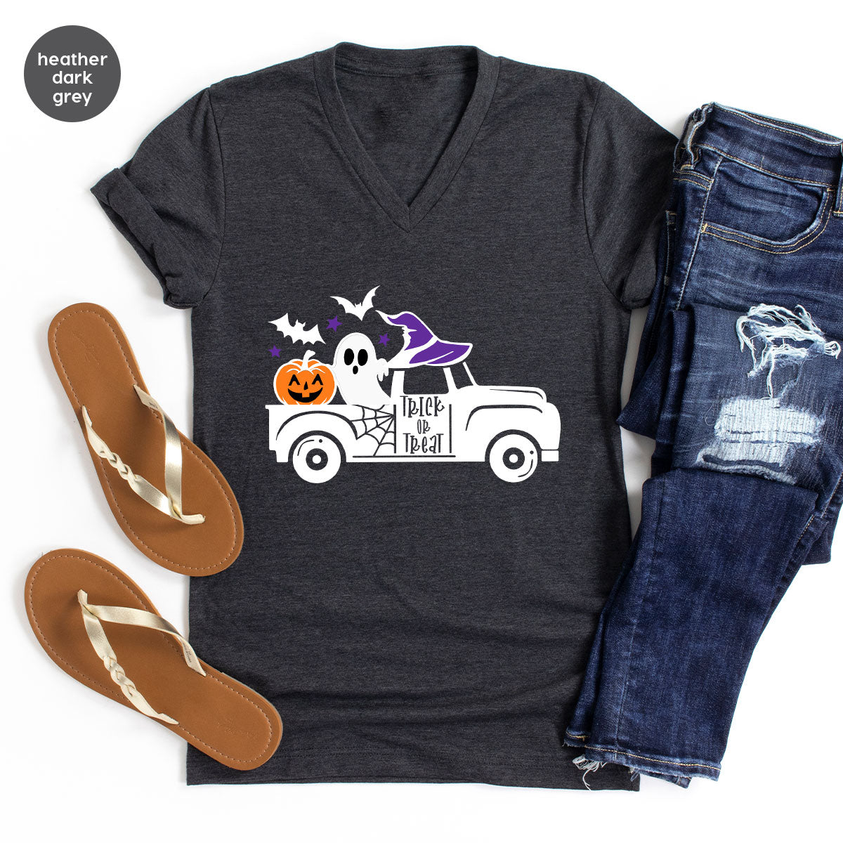 Halloween Sweatshirt, Halloween Gifts, Pumpkin Graphic Tees, Spooky Season Clothes, Witchy Vneck Shirt, Cute Ghost TShirt, Boo Truck T-Shirt