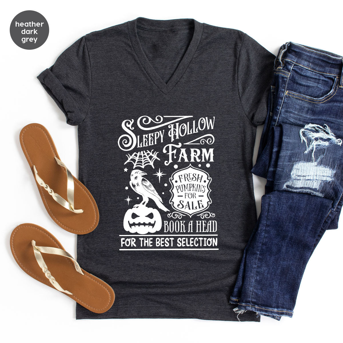 Halloween Sweatshirt, Farmer Outfit, Pumpkin Shirt, Spooky Season Clothing, Crow T-Shirt, Farm Graphic Tees, Gift for Him, Movie VNeck Shirt
