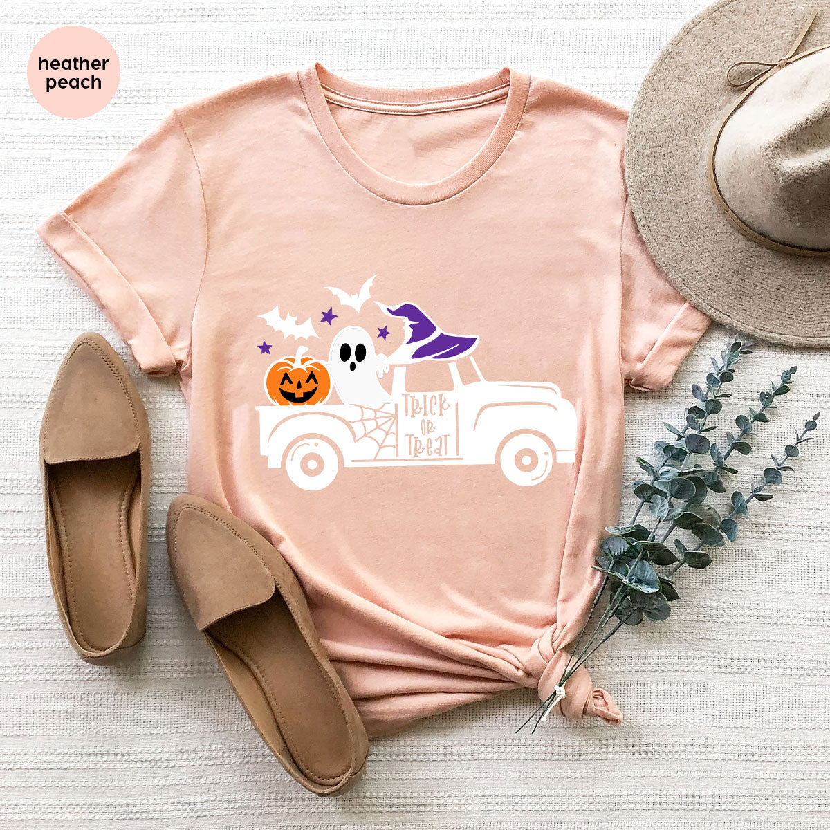Halloween Sweatshirt, Halloween Gifts, Pumpkin Graphic Tees, Spooky Season Clothes, Witchy Vneck Shirt, Cute Ghost TShirt, Boo Truck T-Shirt