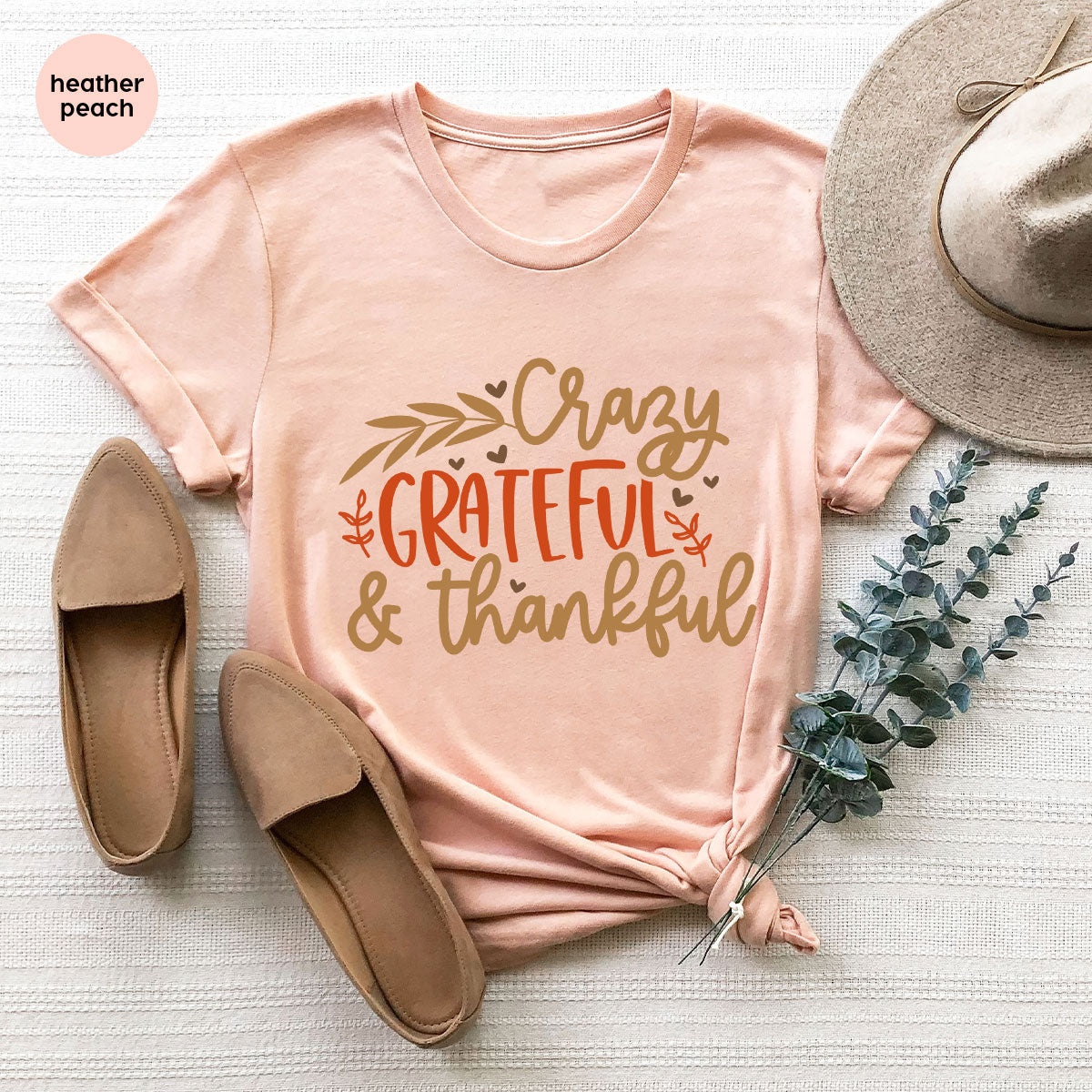 Funny Fall T Shirt, Gift for Her, Crazy Grateful Thankful T-Shirt, Autumn Clothing, Happy Thanksgiving TShirts, Leaves Graphic Tees