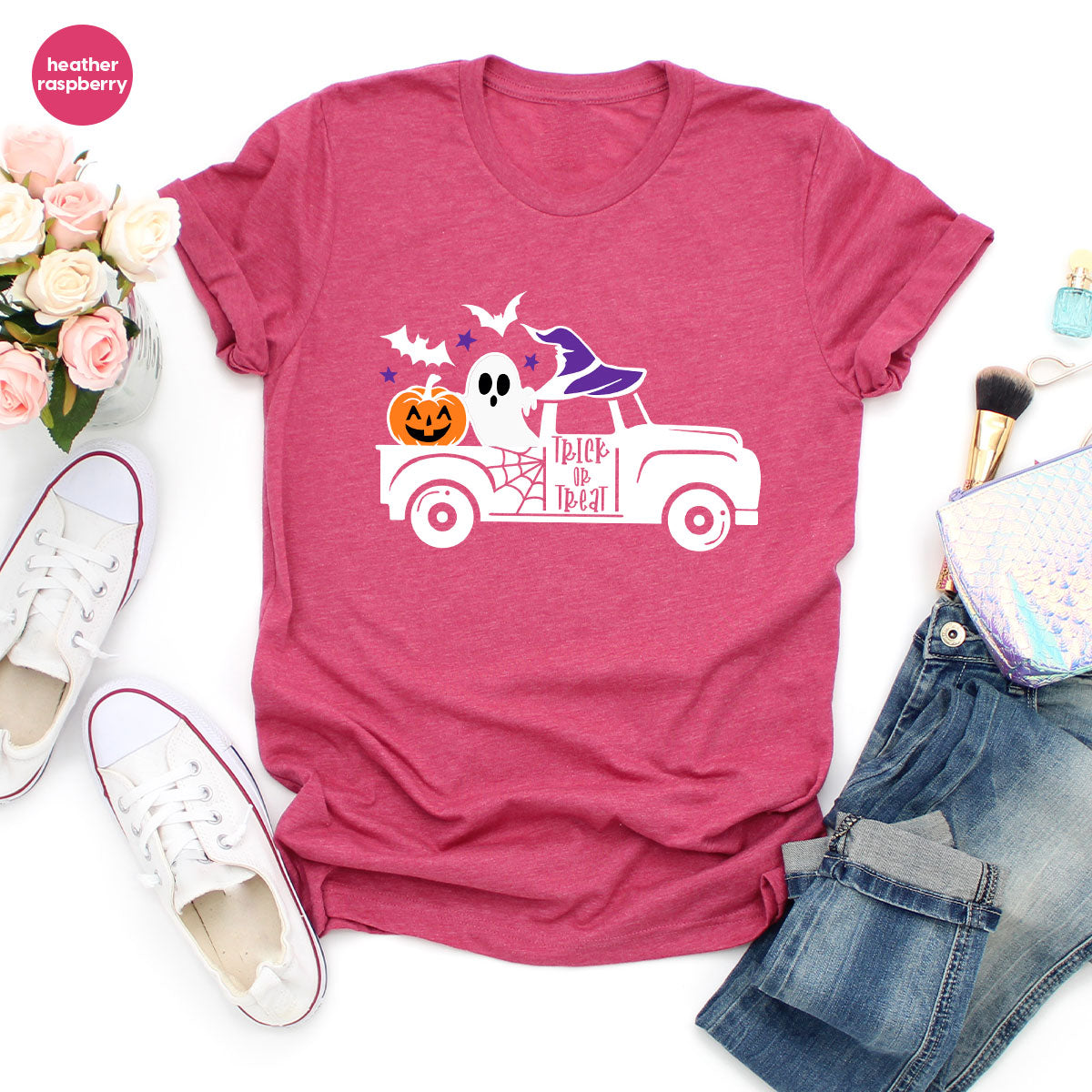 Halloween Sweatshirt, Halloween Gifts, Pumpkin Graphic Tees, Spooky Season Clothes, Witchy Vneck Shirt, Cute Ghost TShirt, Boo Truck T-Shirt