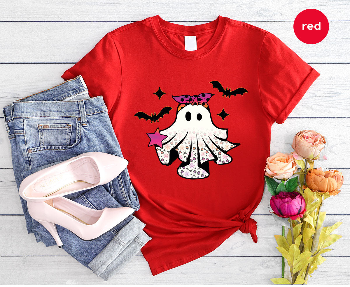 Spooky Season Outfit, Ghost Graphic Tee, Girls Boo Vneck TShirt