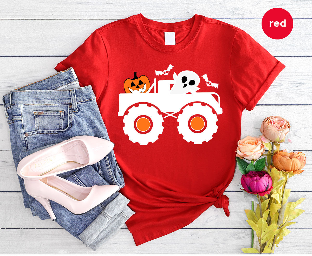 Kids Halloween Shirt, Halloween Gifts, Boys Truck T-Shirt, Ghost Outfit, Pumpkin Graphic Tees, Spooky Season Gifts, Toddler Clothes