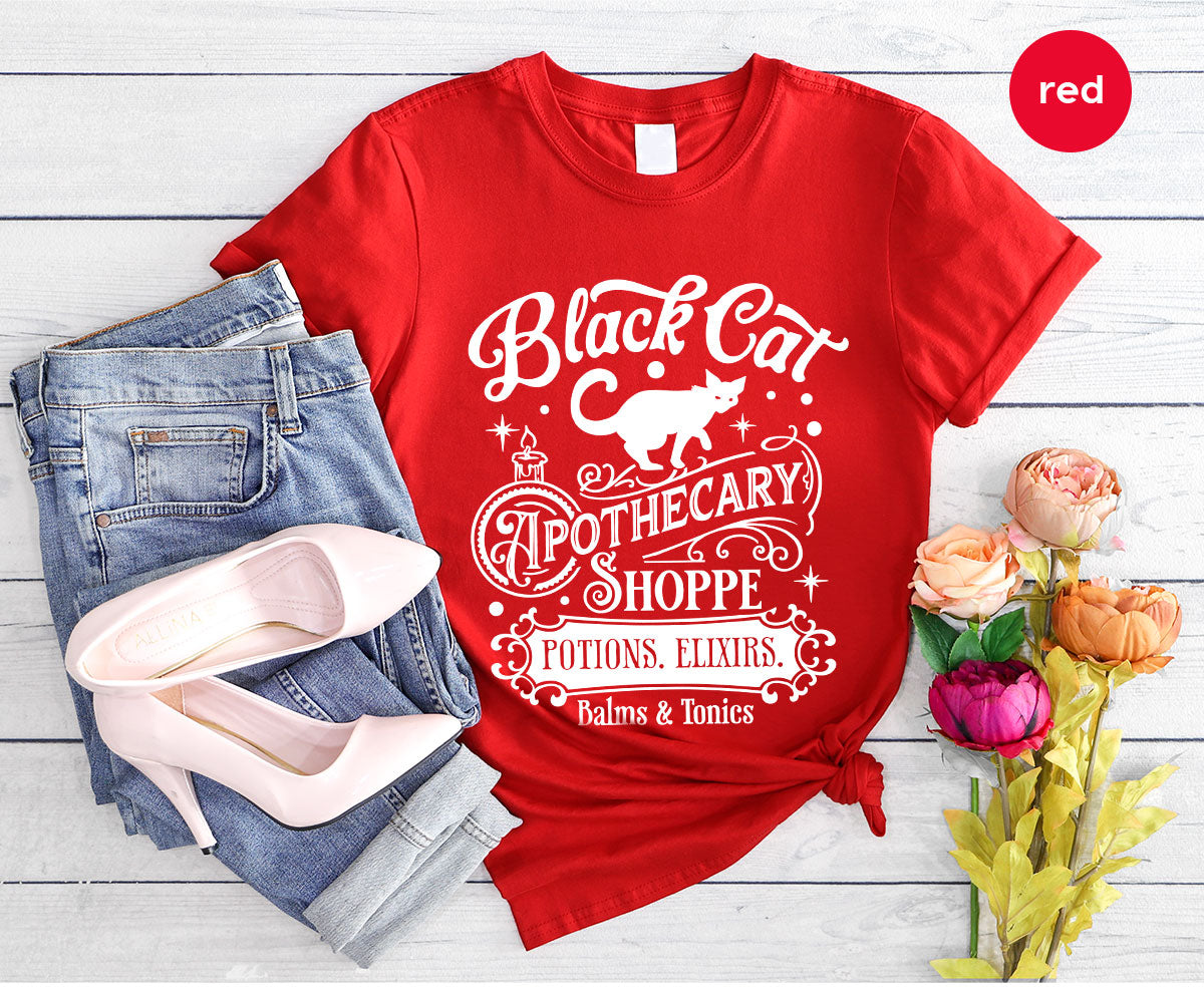 Halloween Party T-Shirt, Spooky Sweatshirt, Halloween Gifts, Cat Clothing, Genderneutral Adult Shirt, Apothecary Graphic Tees, Gift for Kids