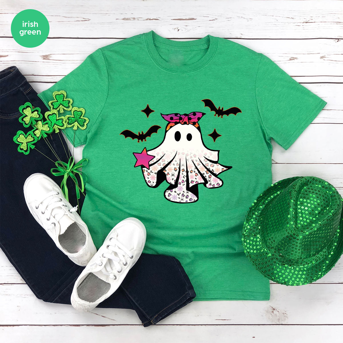 Spooky Season Outfit, Ghost Graphic Tee, Girls Boo Vneck TShirt
