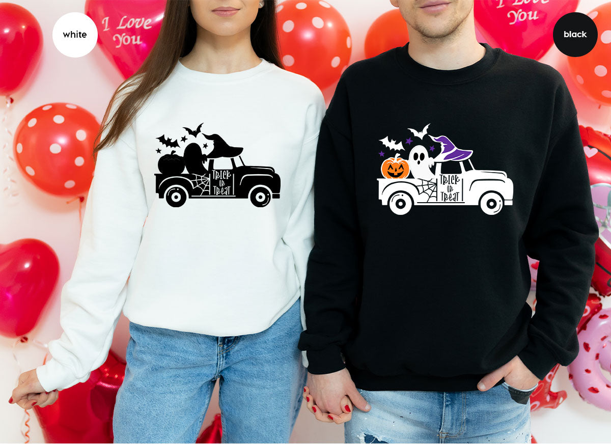 Halloween Sweatshirt, Halloween Gifts, Pumpkin Graphic Tees, Spooky Season Clothes, Witchy Vneck Shirt, Cute Ghost TShirt, Boo Truck T-Shirt