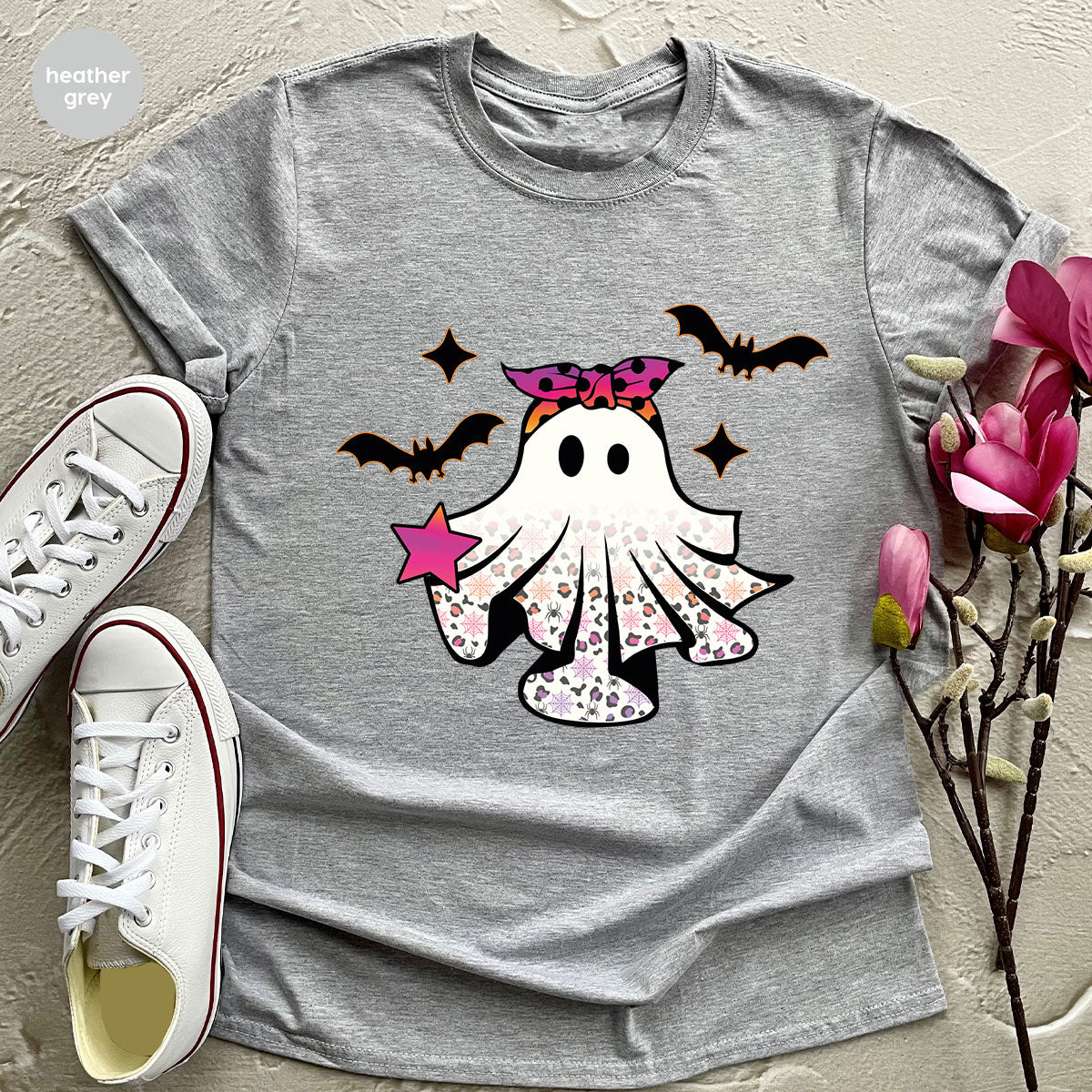 Spooky Season Outfit, Ghost Graphic Tee, Girls Boo Vneck TShirt