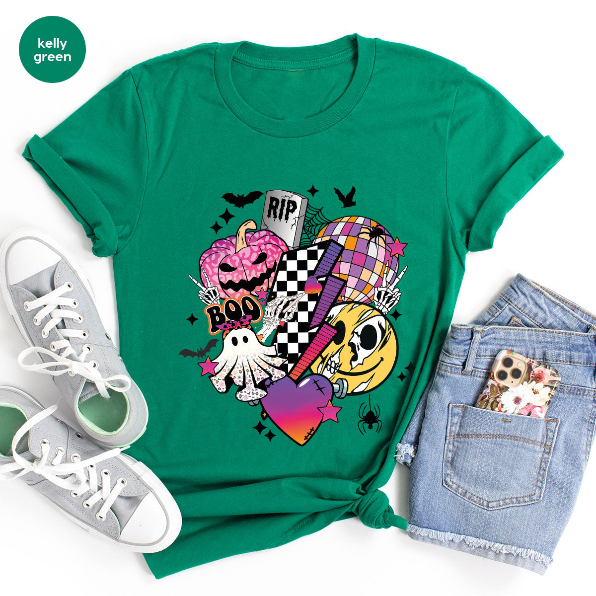 Halloween Shirt, Halloween Gifts, Spooky Season Shirt, Pumpkin Graphic Tees, Girls Fall Clothing, Halloween Party Outfit, Ghost Vneck Shirt