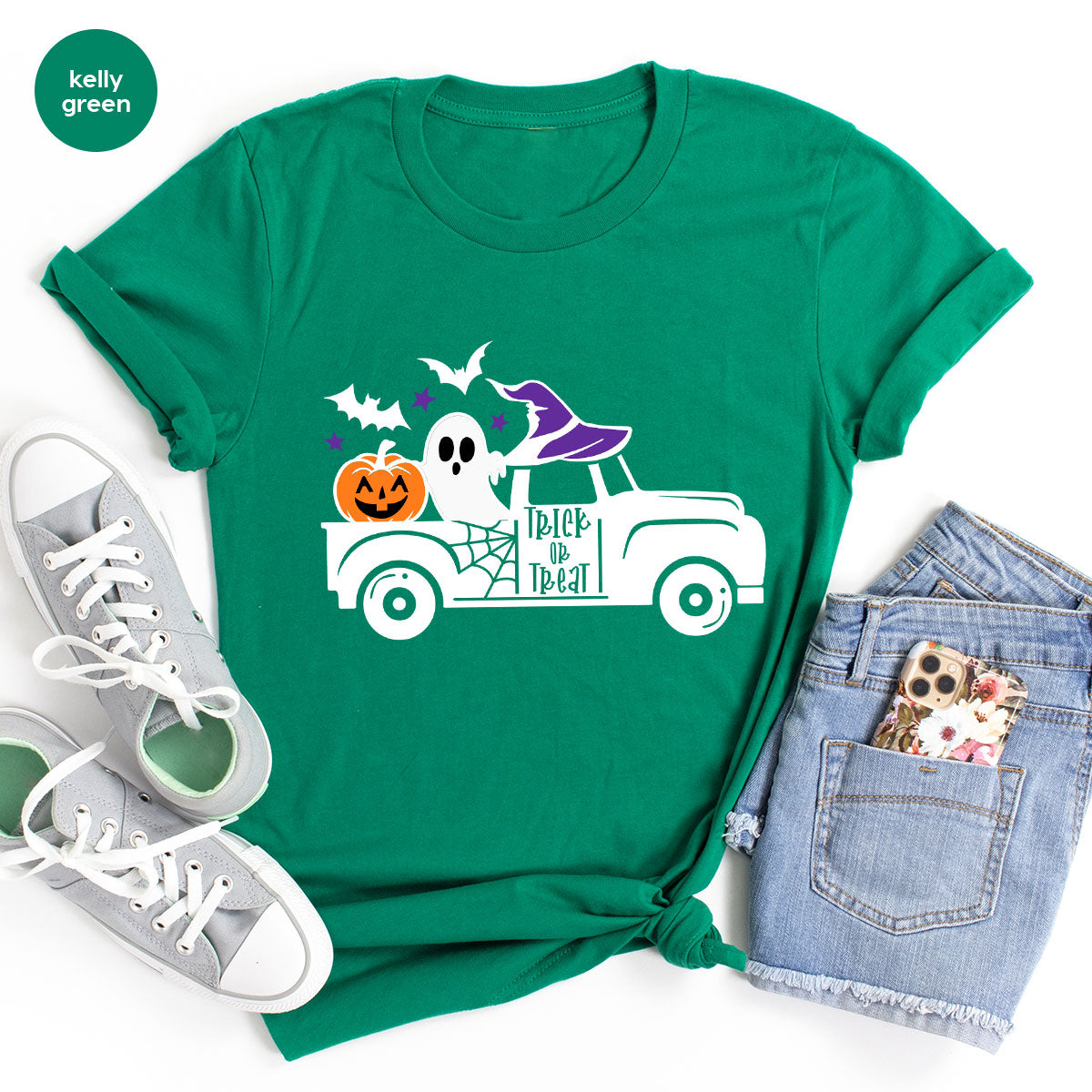 Halloween Sweatshirt, Halloween Gifts, Pumpkin Graphic Tees, Spooky Season Clothes, Witchy Vneck Shirt, Cute Ghost TShirt, Boo Truck T-Shirt
