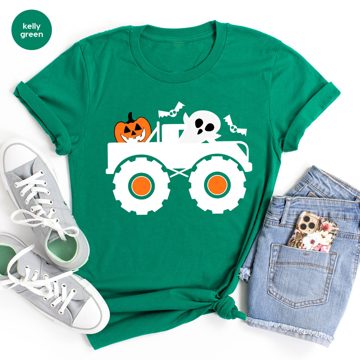 Kids Halloween Shirt, Halloween Gifts, Boys Truck T-Shirt, Ghost Outfit, Pumpkin Graphic Tees, Spooky Season Gifts, Toddler Clothes