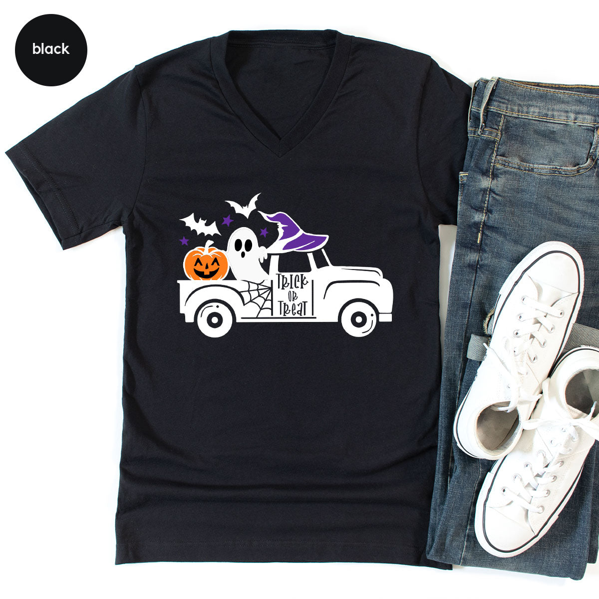 Halloween Sweatshirt, Halloween Gifts, Pumpkin Graphic Tees, Spooky Season Clothes, Witchy Vneck Shirt, Cute Ghost TShirt, Boo Truck T-Shirt