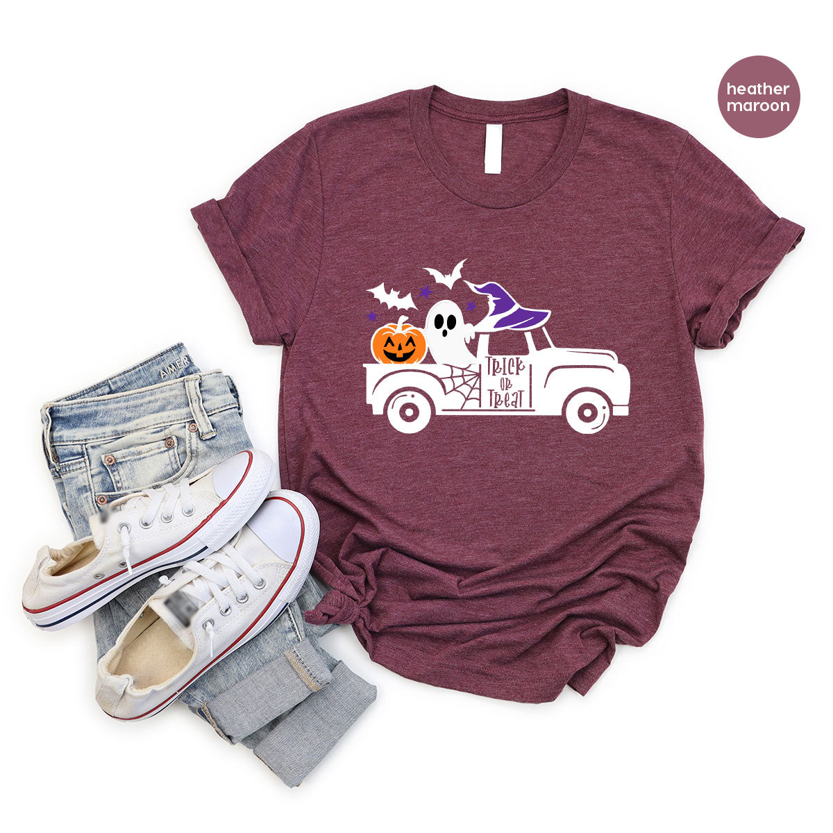 Halloween Sweatshirt, Halloween Gifts, Pumpkin Graphic Tees, Spooky Season Clothes, Witchy Vneck Shirt, Cute Ghost TShirt, Boo Truck T-Shirt
