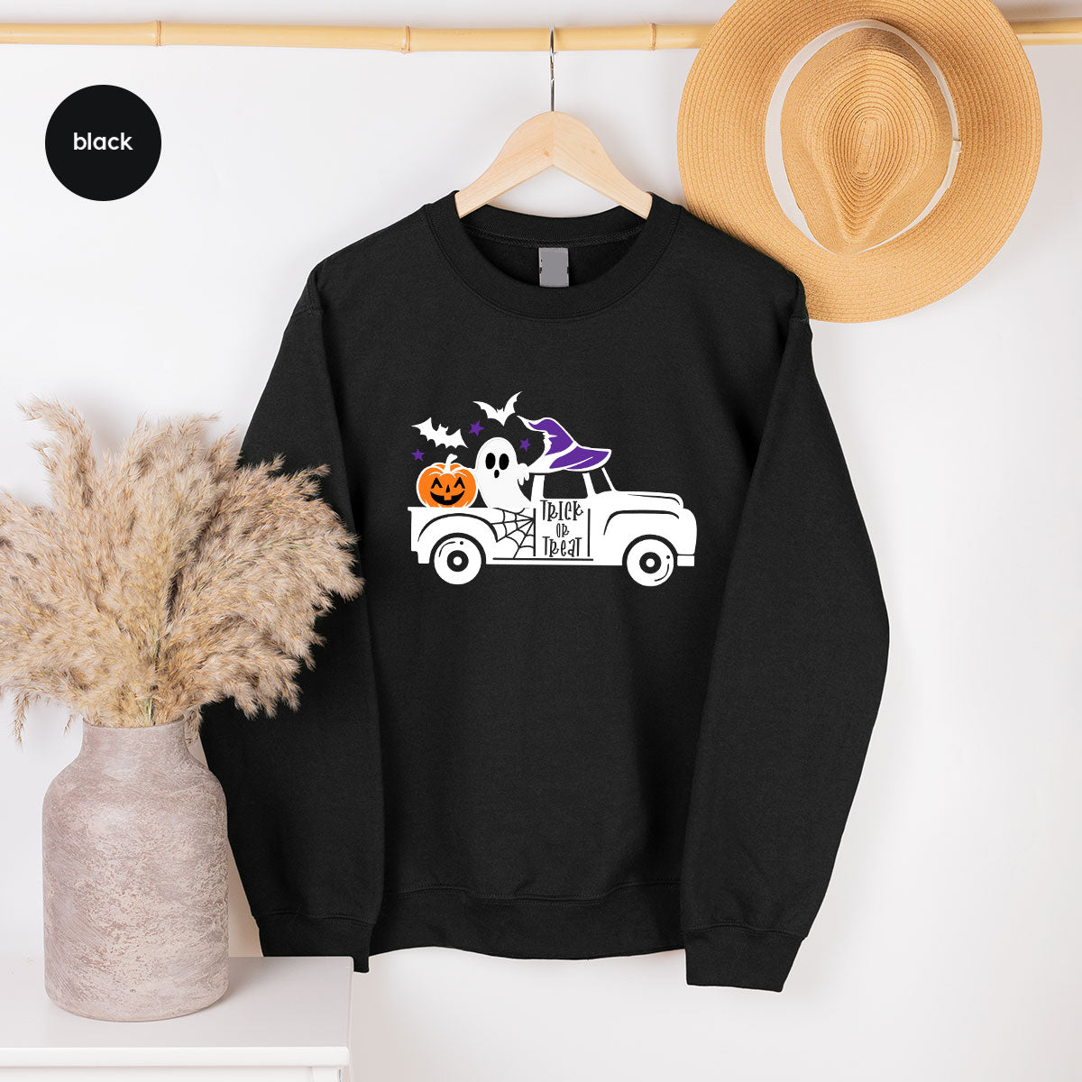 Halloween Sweatshirt, Halloween Gifts, Pumpkin Graphic Tees, Spooky Season Clothes, Witchy Vneck Shirt, Cute Ghost TShirt, Boo Truck T-Shirt