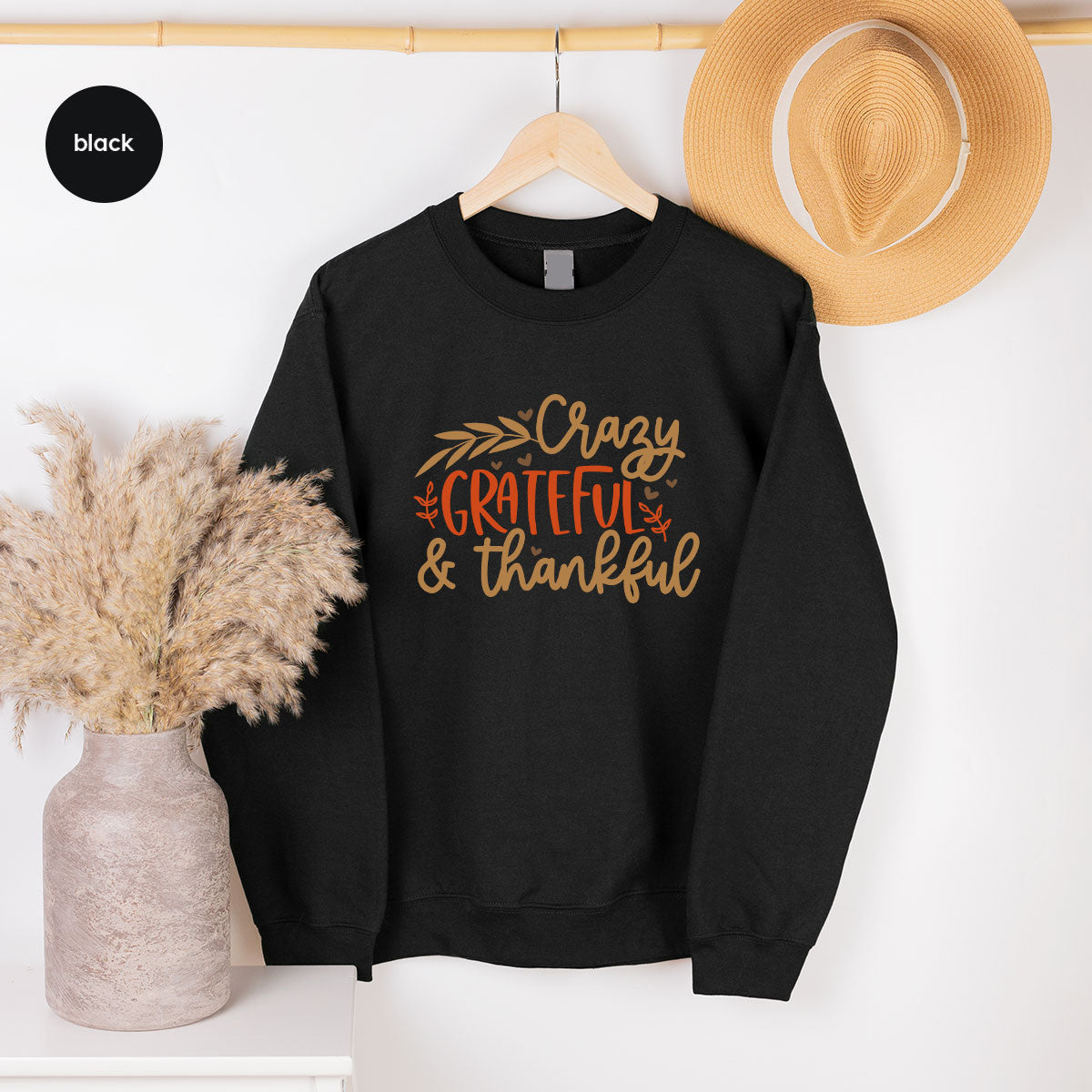 Funny Fall T Shirt, Gift for Her, Crazy Grateful Thankful T-Shirt, Autumn Clothing, Happy Thanksgiving TShirts, Leaves Graphic Tees
