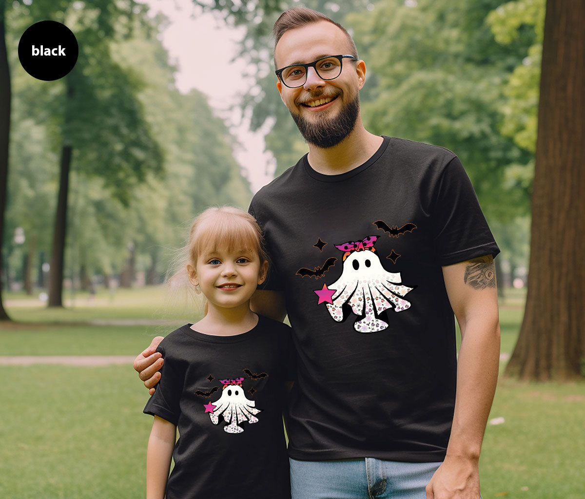 Spooky Season Outfit, Ghost Graphic Tee, Girls Boo Vneck TShirt