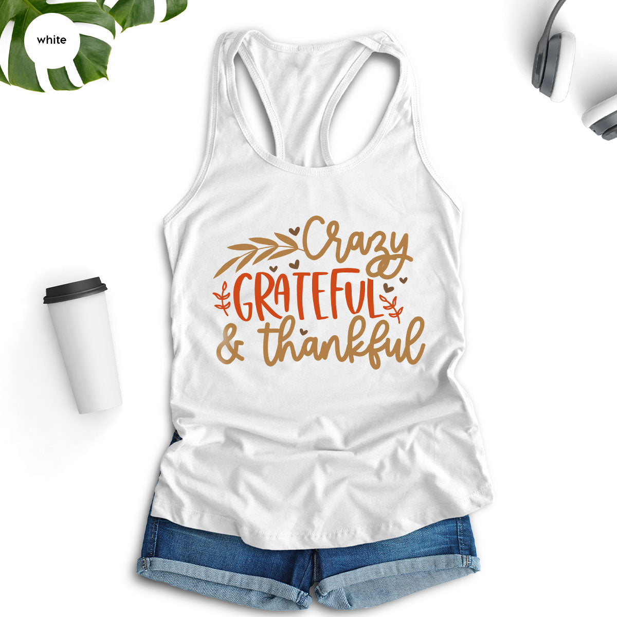 Funny Fall T Shirt, Gift for Her, Crazy Grateful Thankful T-Shirt, Autumn Clothing, Happy Thanksgiving TShirts, Leaves Graphic Tees