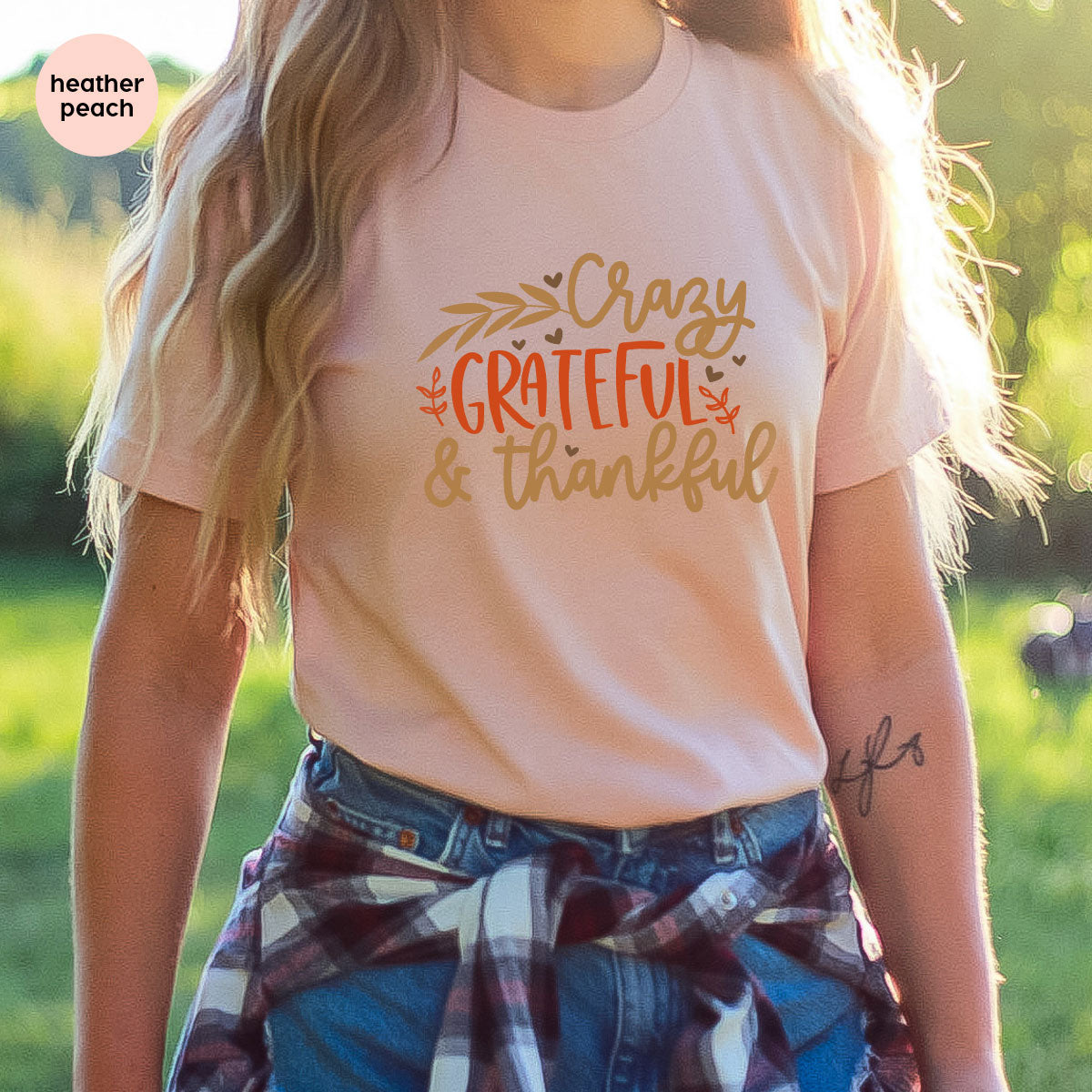 Funny Fall T Shirt, Gift for Her, Crazy Grateful Thankful T-Shirt, Autumn Clothing, Happy Thanksgiving TShirts, Leaves Graphic Tees