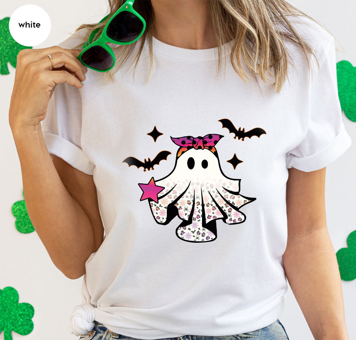 Spooky Season Outfit, Ghost Graphic Tee, Girls Boo Vneck TShirt