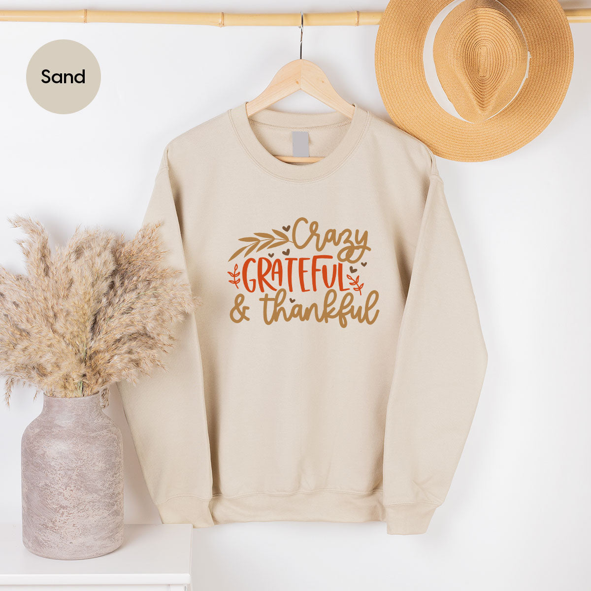 Funny Fall T Shirt, Gift for Her, Crazy Grateful Thankful T-Shirt, Autumn Clothing, Happy Thanksgiving TShirts, Leaves Graphic Tees