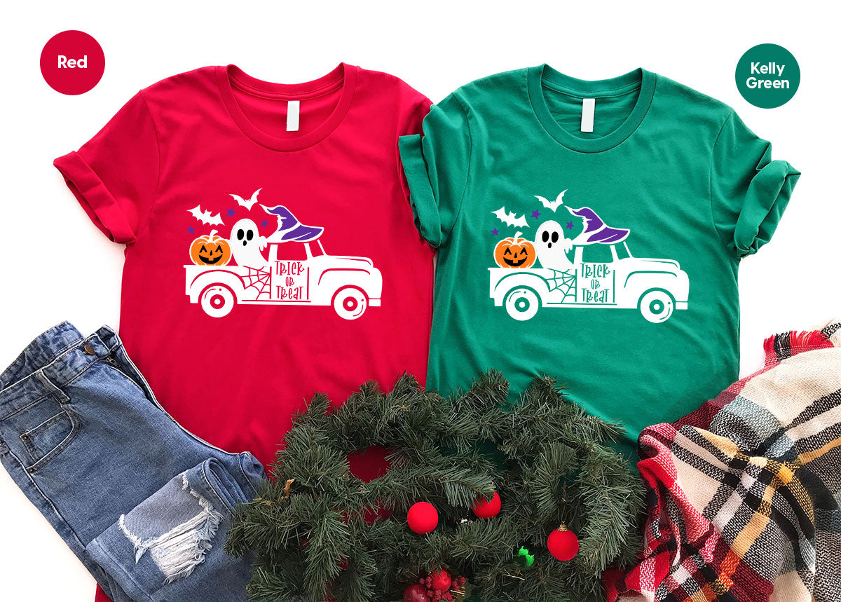 Halloween Sweatshirt, Halloween Gifts, Pumpkin Graphic Tees, Spooky Season Clothes, Witchy Vneck Shirt, Cute Ghost TShirt, Boo Truck T-Shirt