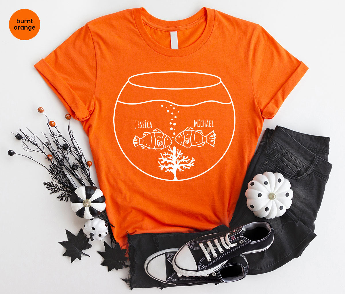 Fish Couple Shirt, Custom Name Shirt, Name on Couple Fish T-Shirt, Gift for Couples