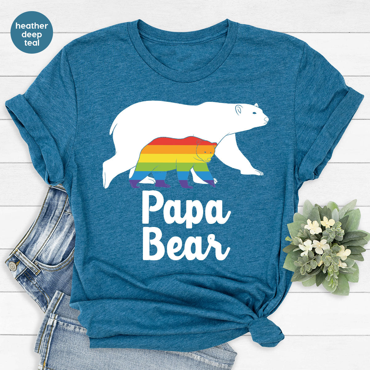 Papa Bear Shirt, Papa Bear T-Shirt, LGBT Shirt, Rainbow Bear Tee