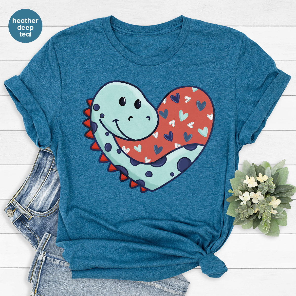 Valentine's Day Dino Shirt, Heart Of Dinosaur Shirt, Feb 14 Tee