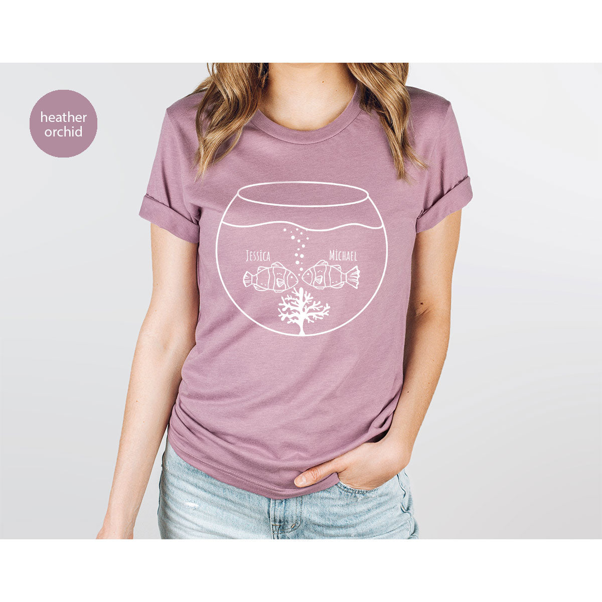 Fish Couple Shirt, Custom Name Shirt, Name on Couple Fish T-Shirt, Gift for Couples