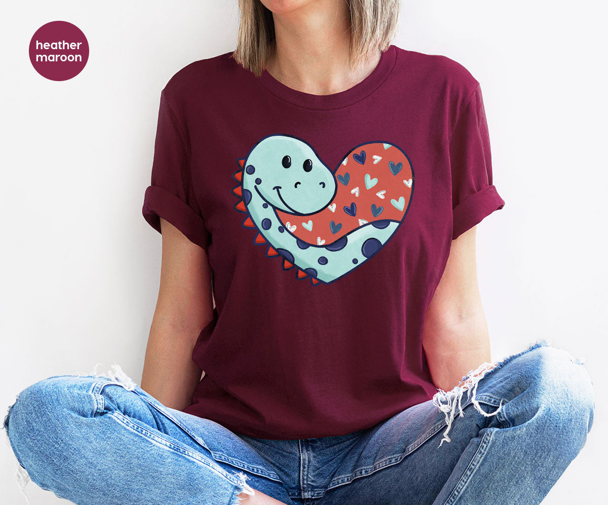 Valentine's Day Dino Shirt, Heart Of Dinosaur Shirt, Feb 14 Tee