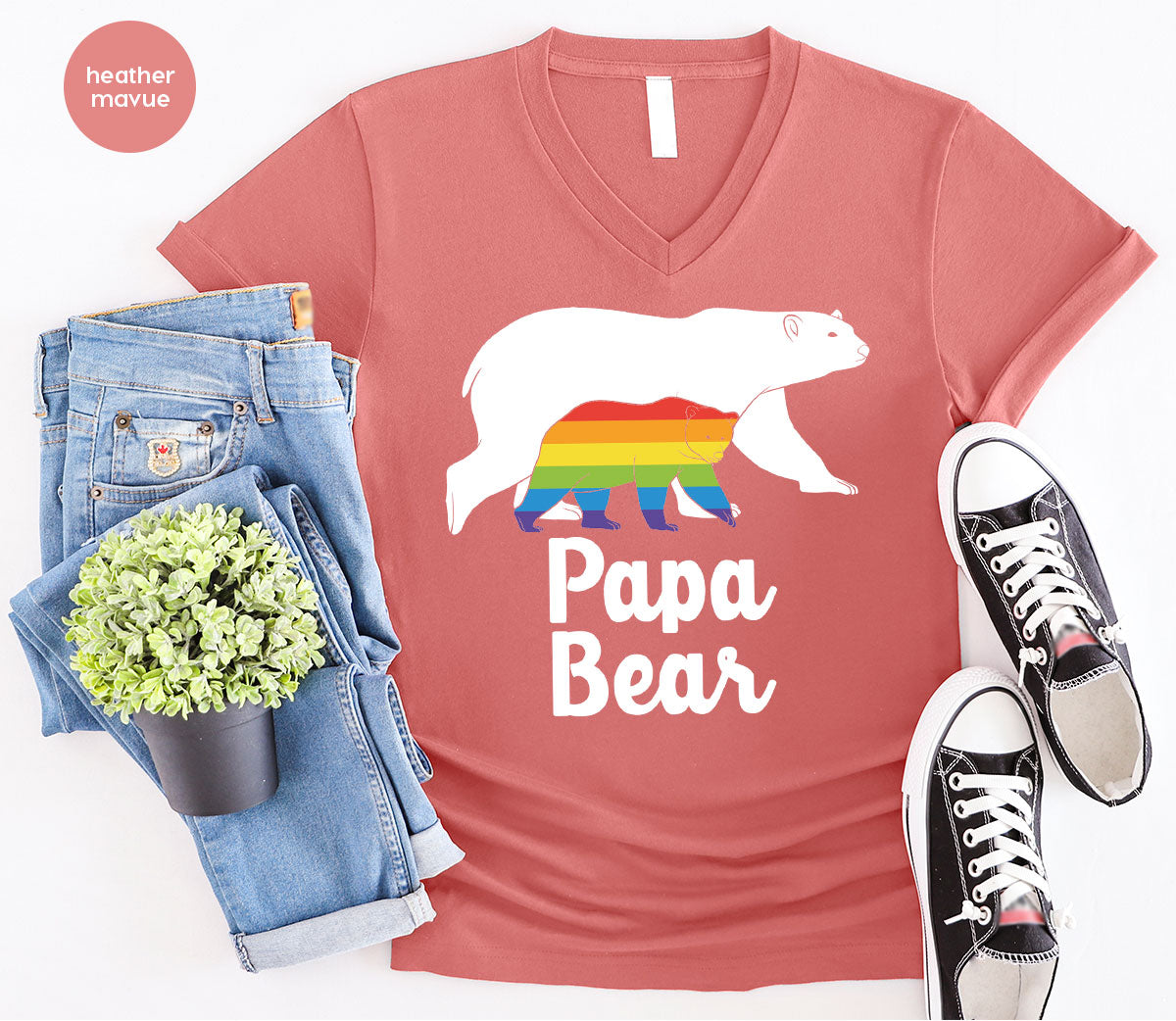Papa Bear Shirt, Papa Bear T-Shirt, LGBT Shirt, Rainbow Bear Tee