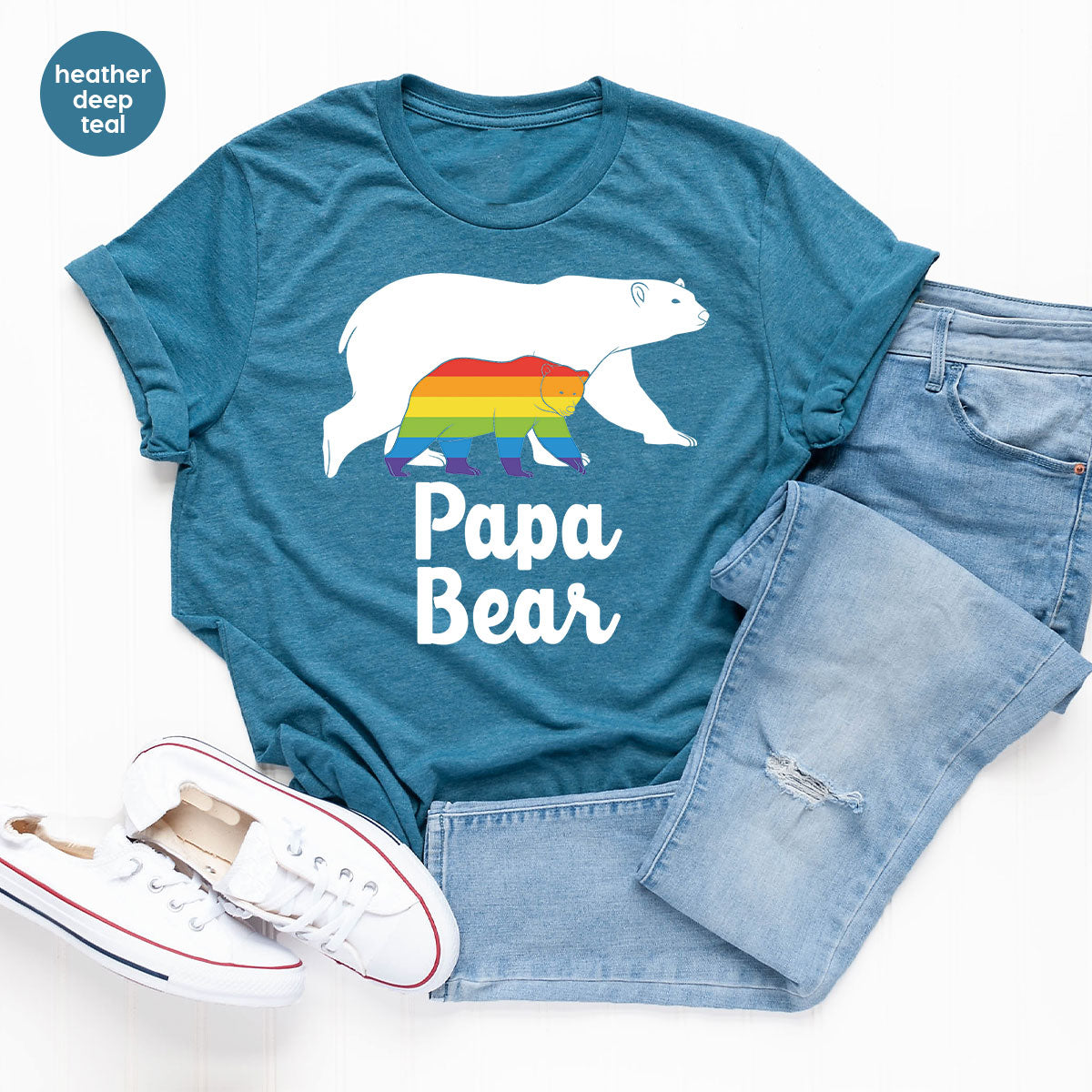 Papa Bear Shirt, Papa Bear T-Shirt, LGBT Shirt, Rainbow Bear Tee