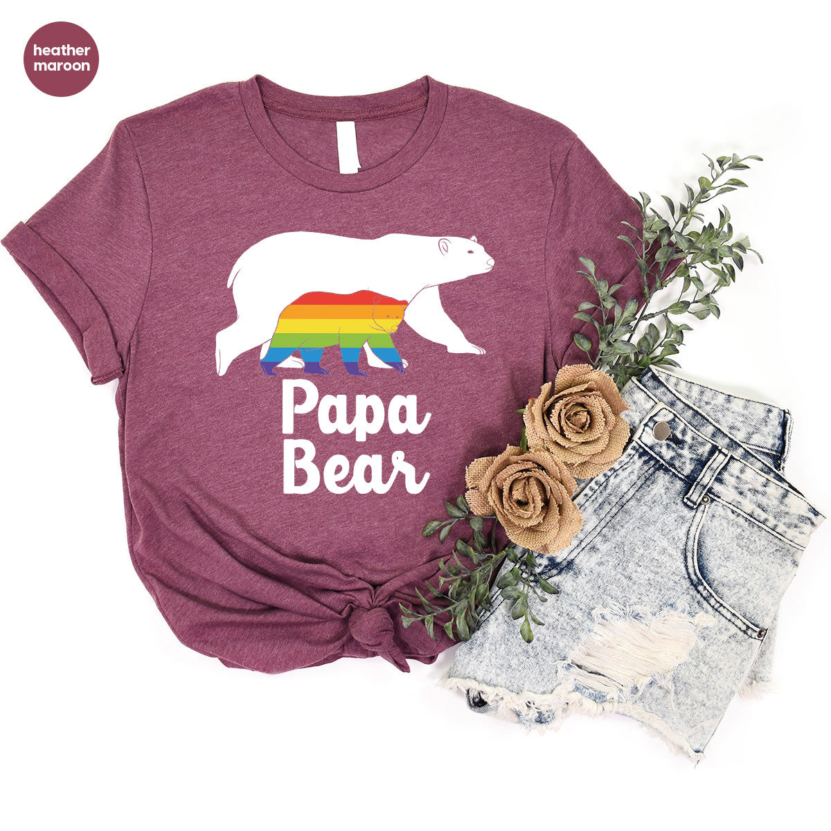 Papa Bear Shirt, Papa Bear T-Shirt, LGBT Shirt, Rainbow Bear Tee