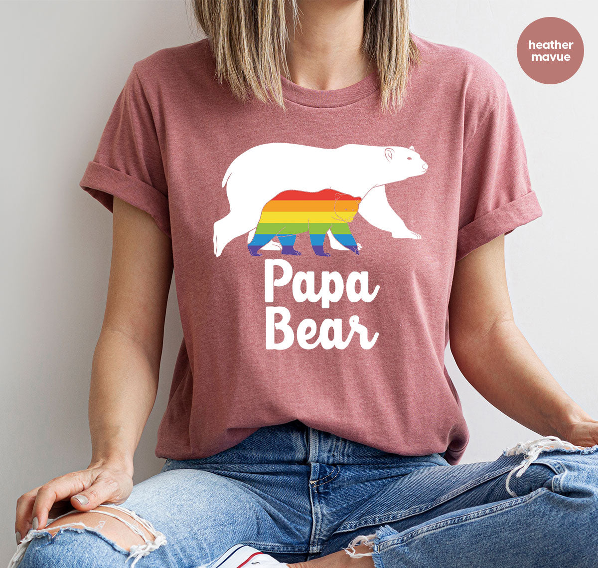 Papa Bear Shirt, Papa Bear T-Shirt, LGBT Shirt, Rainbow Bear Tee