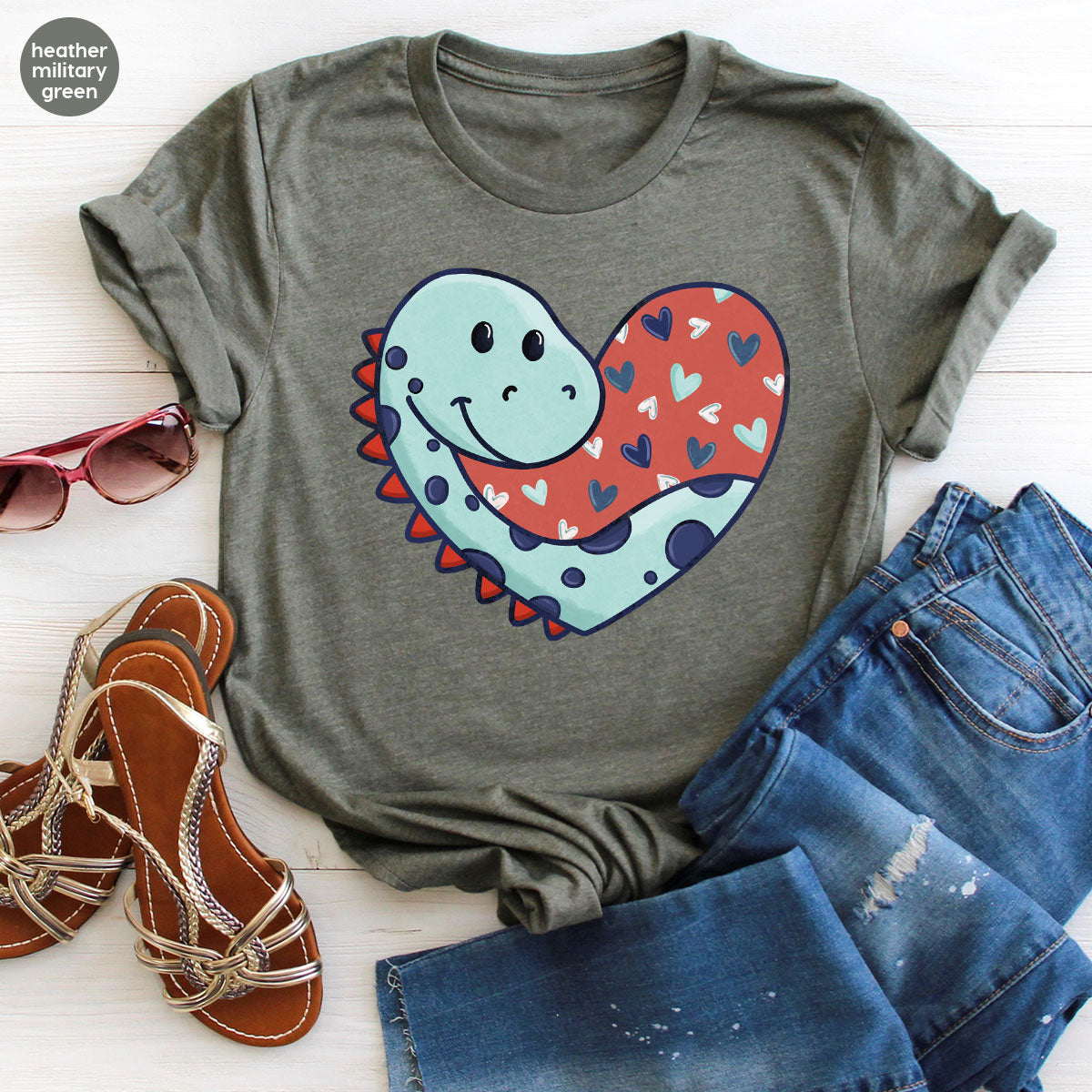 Valentine's Day Dino Shirt, Heart Of Dinosaur Shirt, Feb 14 Tee