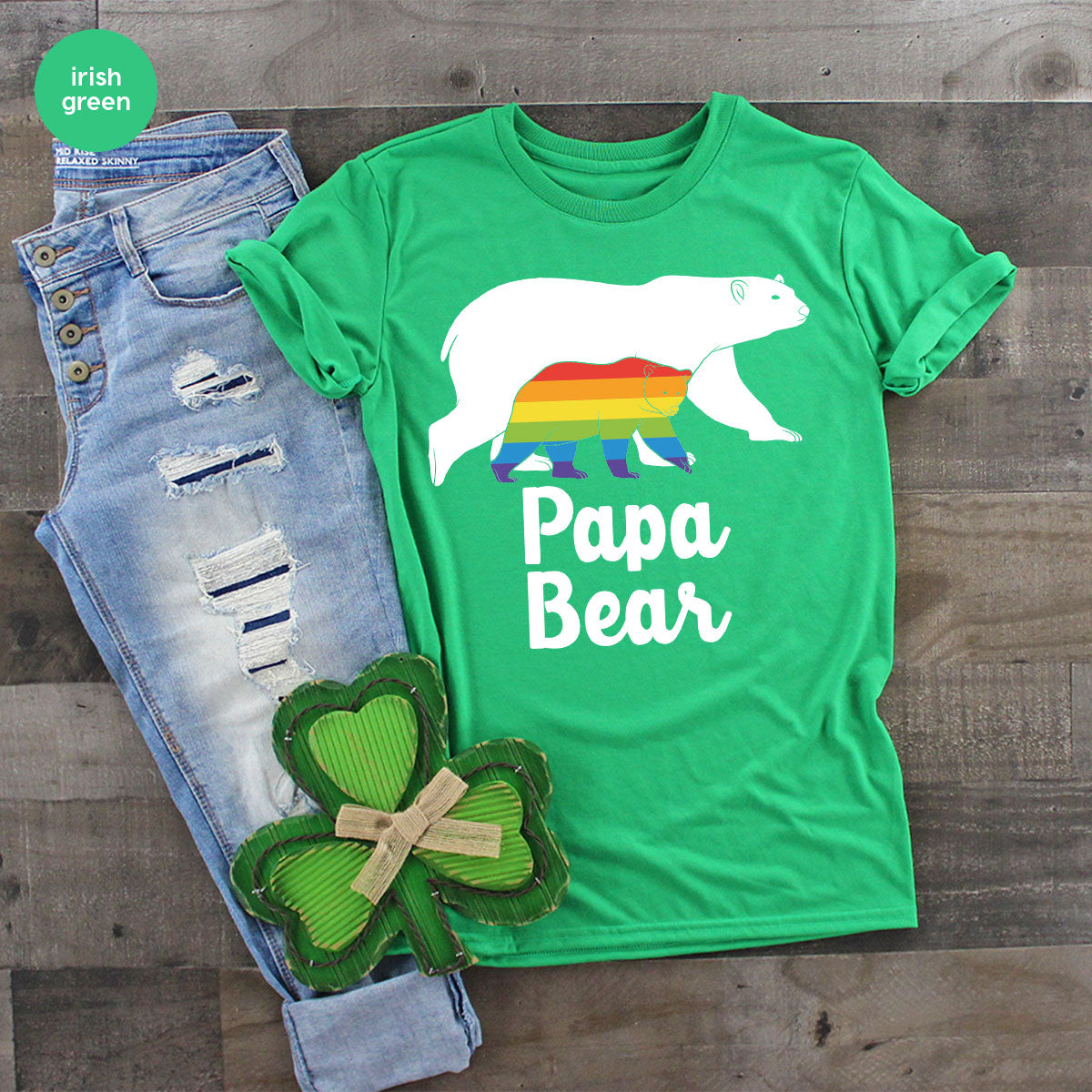 Papa Bear Shirt, Papa Bear T-Shirt, LGBT Shirt, Rainbow Bear Tee