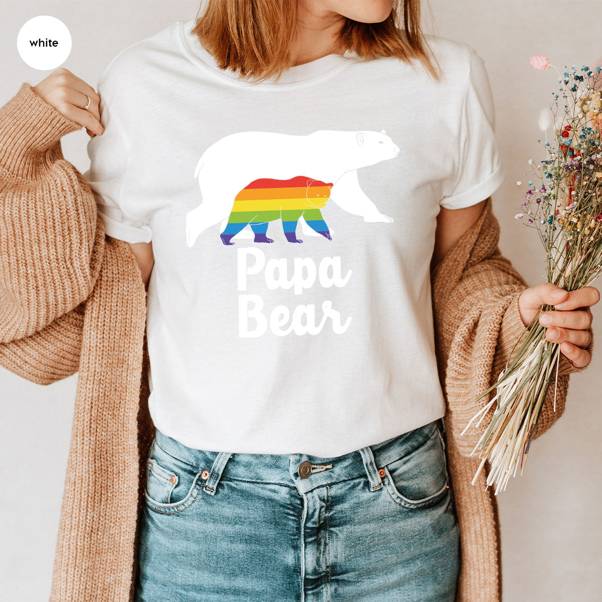 Papa Bear Shirt, Papa Bear T-Shirt, LGBT Shirt, Rainbow Bear Tee