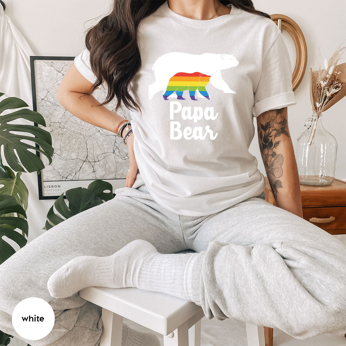 Papa Bear Shirt, Papa Bear T-Shirt, LGBT Shirt, Rainbow Bear Tee