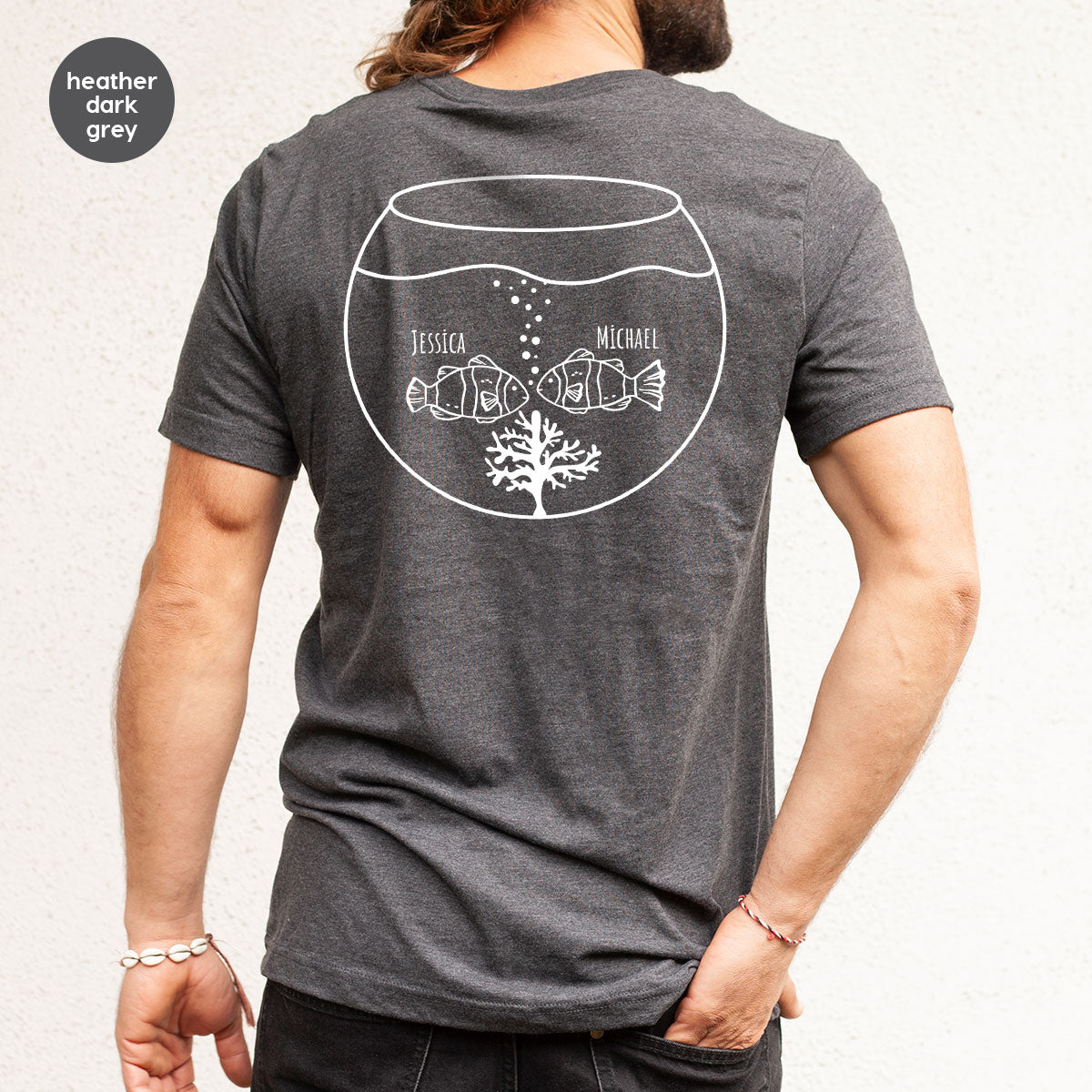 Fish Couple Shirt, Custom Name Shirt, Name on Couple Fish T-Shirt, Gift for Couples