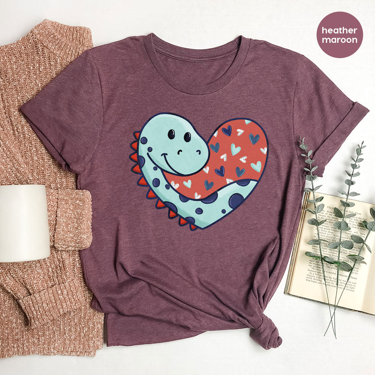 Valentine's Day Dino Shirt, Heart Of Dinosaur Shirt, Feb 14 Tee