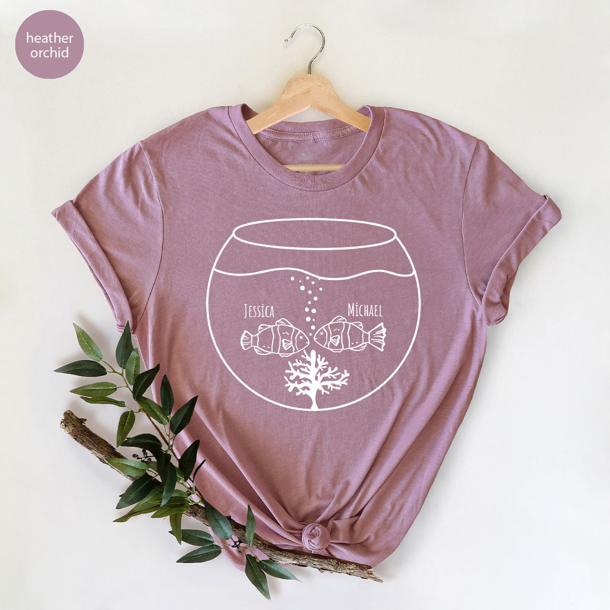 Fish Couple Shirt, Custom Name Shirt, Name on Couple Fish T-Shirt, Gift for Couples