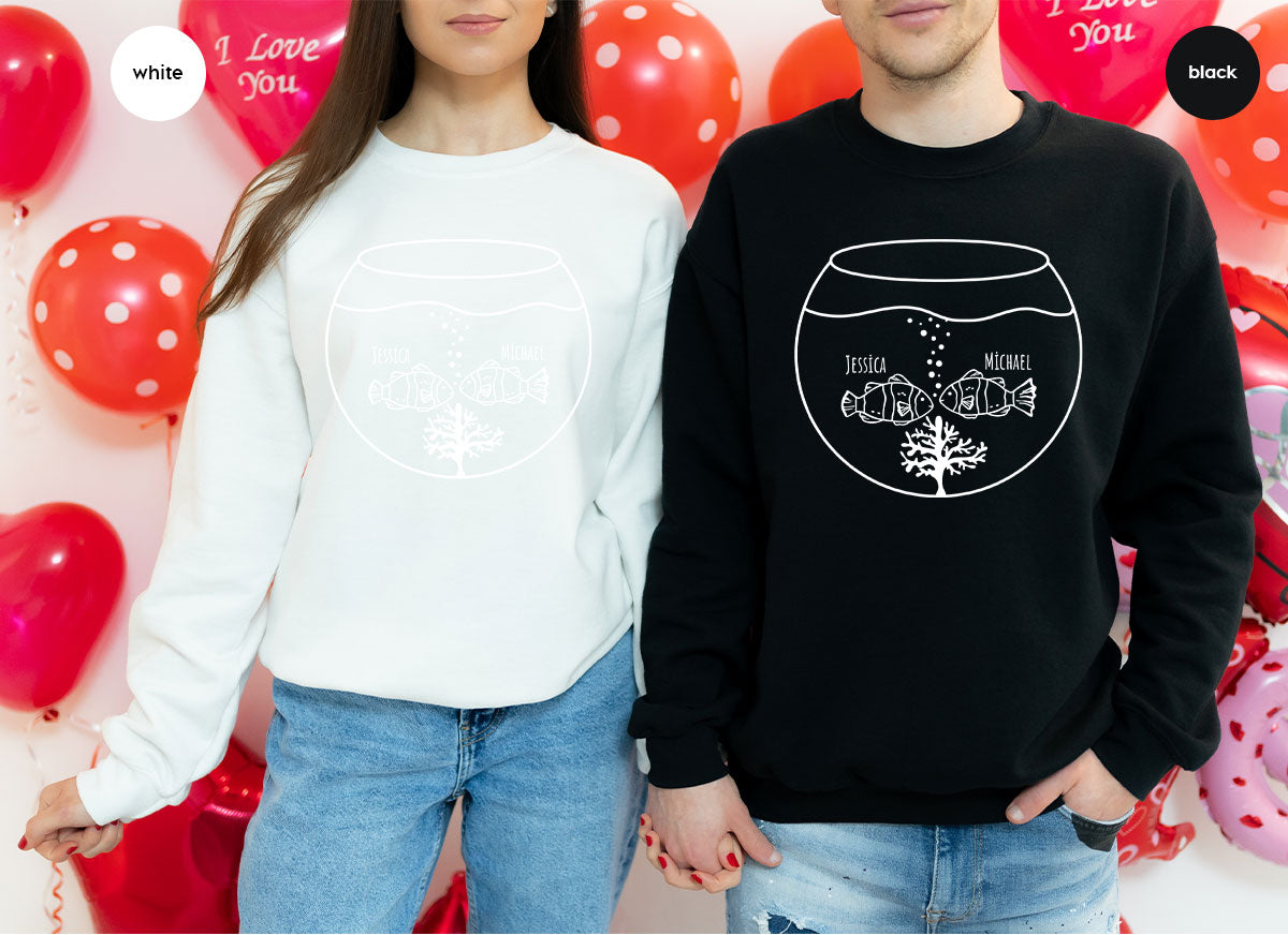 Fish Couple Shirt, Custom Name Shirt, Name on Couple Fish T-Shirt, Gift for Couples