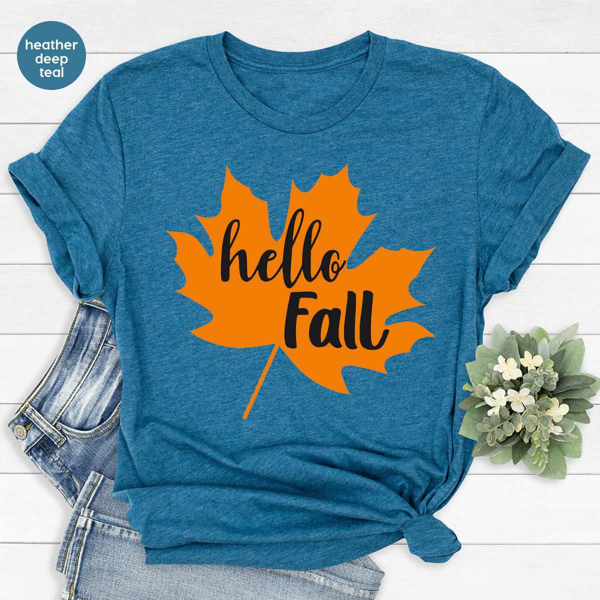 Hello Fall Shirt, 2022 Thanksgiving Fall T-Shirt, Fall Leaf Shirt, Fall Gift For Family