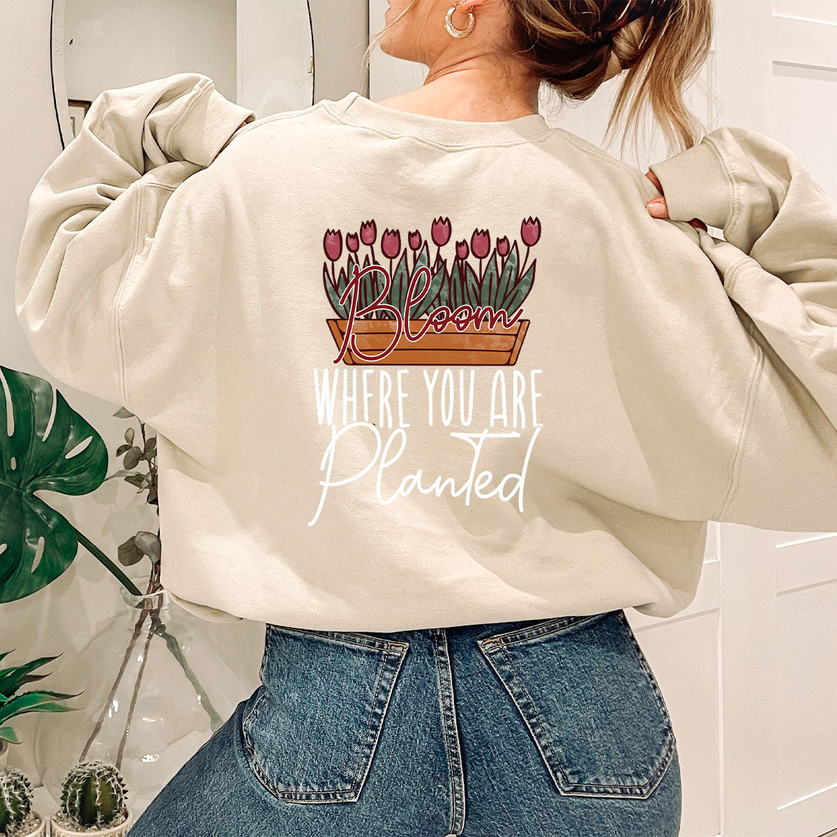 Garden Shirt, Plant Lover Gift, Inspirational Flower Shirt, Positive Shirts For Women, Bloom Where You Are Planted Shirt, Plant Crewneck Garden Shirt, Plant Lover Gift, Inspirational Flower Shirt