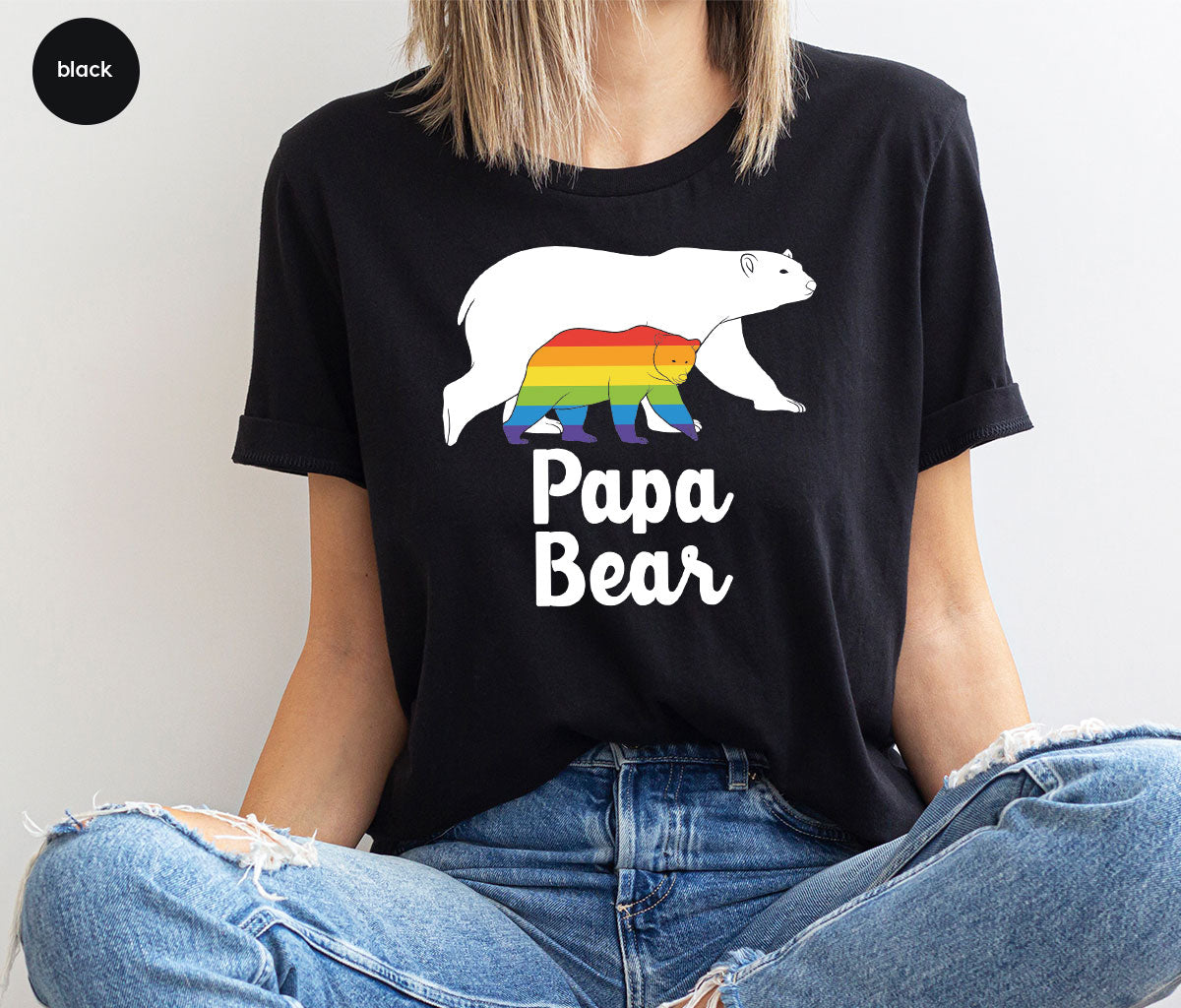 Papa Bear Shirt, Papa Bear T-Shirt, LGBT Shirt, Rainbow Bear Tee