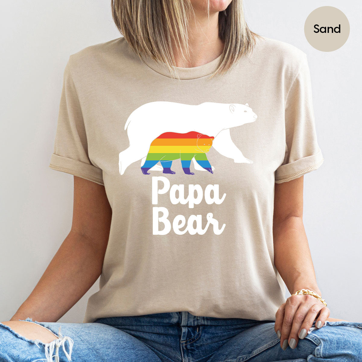 Papa Bear Shirt, Papa Bear T-Shirt, LGBT Shirt, Rainbow Bear Tee