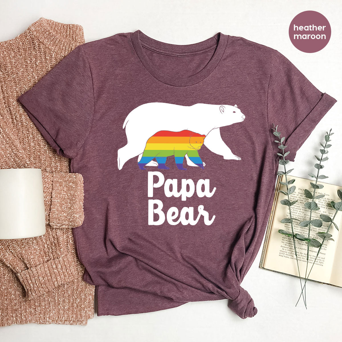 Papa Bear Shirt, Papa Bear T-Shirt, LGBT Shirt, Rainbow Bear Tee