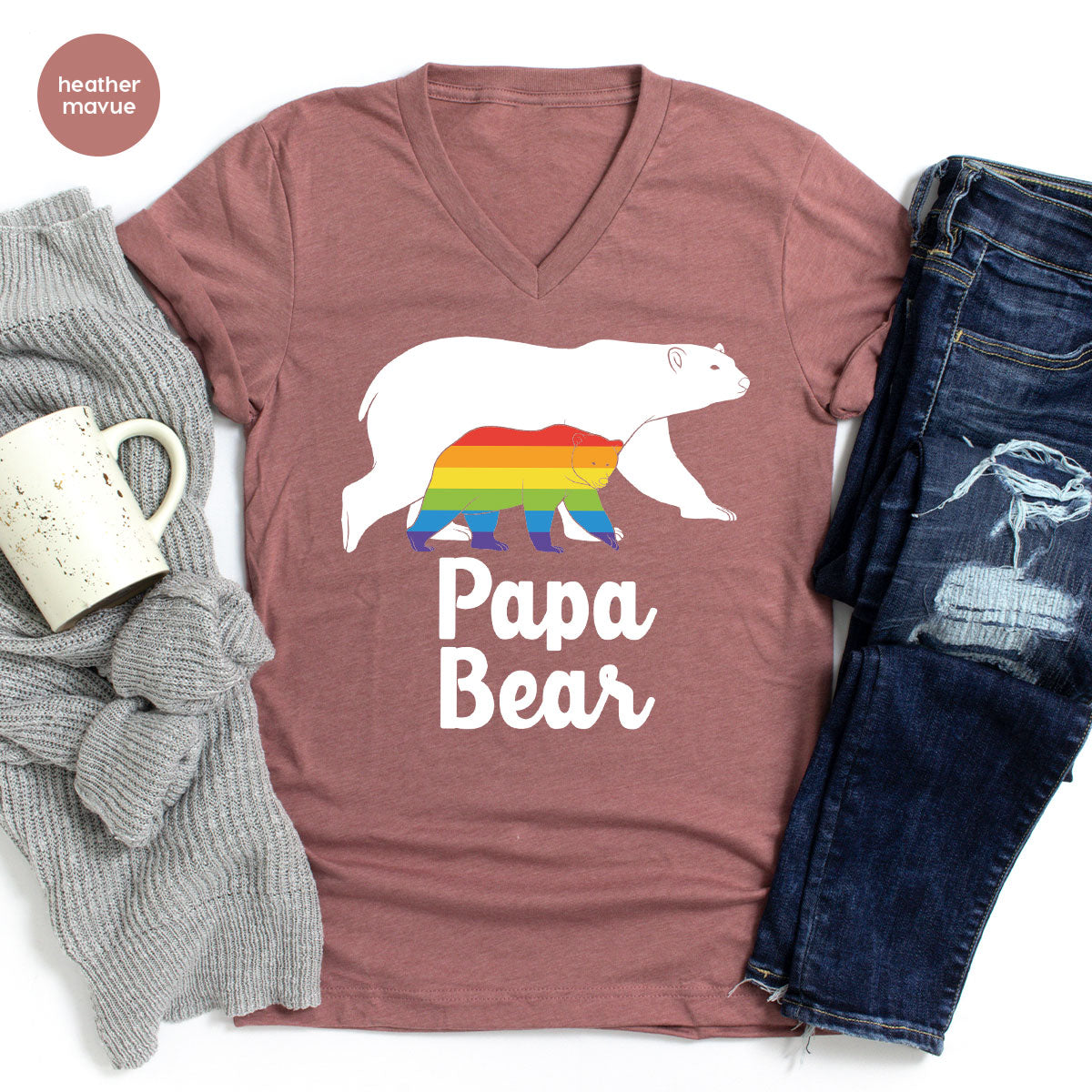 Papa Bear Shirt, Papa Bear T-Shirt, LGBT Shirt, Rainbow Bear Tee