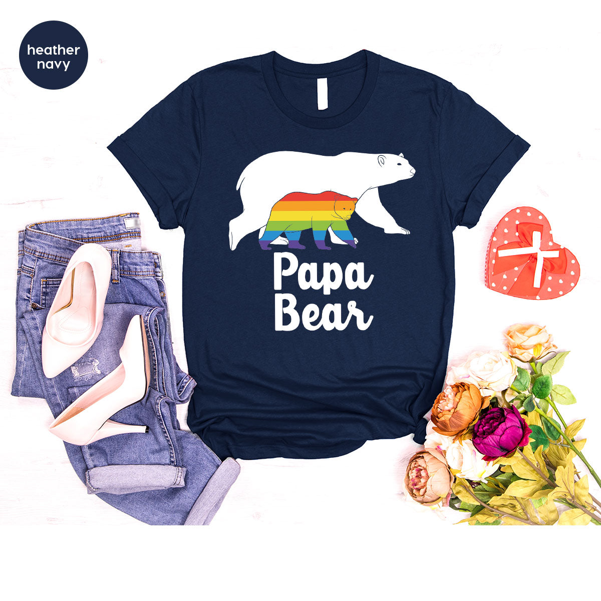 Papa Bear Shirt, Papa Bear T-Shirt, LGBT Shirt, Rainbow Bear Tee