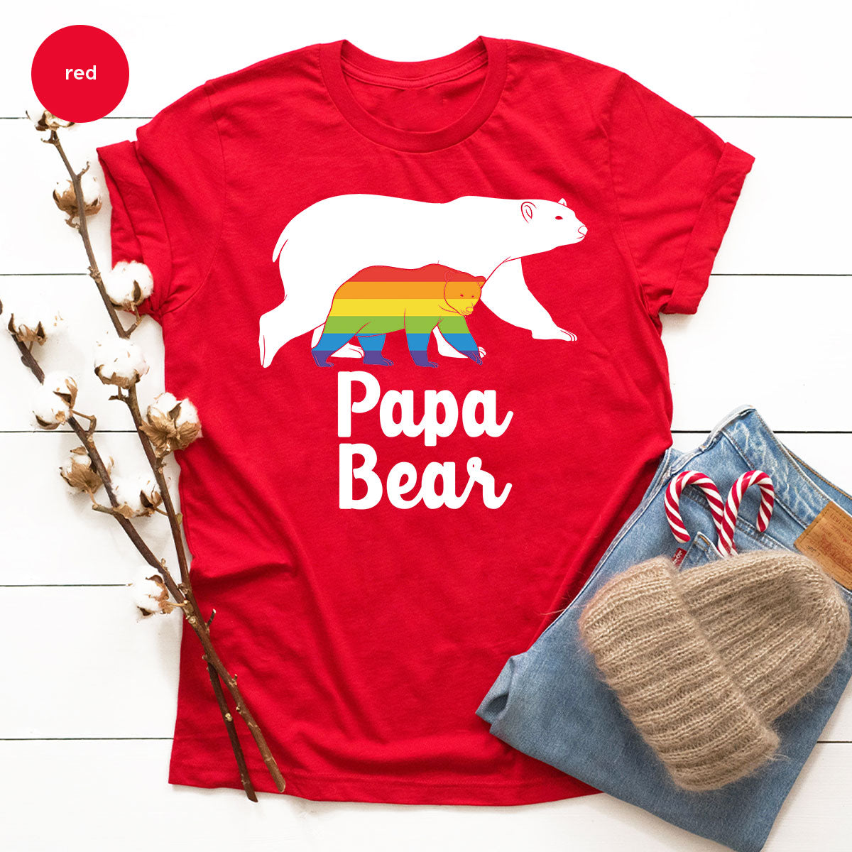 Papa Bear Shirt, Papa Bear T-Shirt, LGBT Shirt, Rainbow Bear Tee